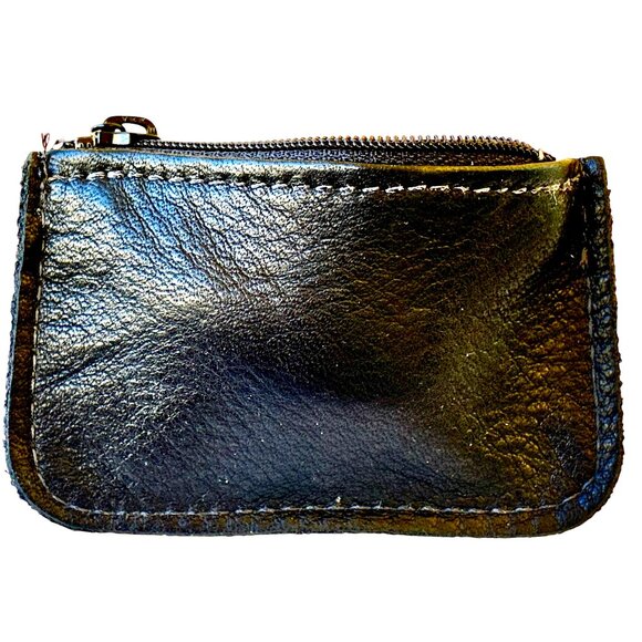 Mini Leather Zipper Pouch Emblossed Red & Black Hand Crafted Tiny New - Picture 9 of 11